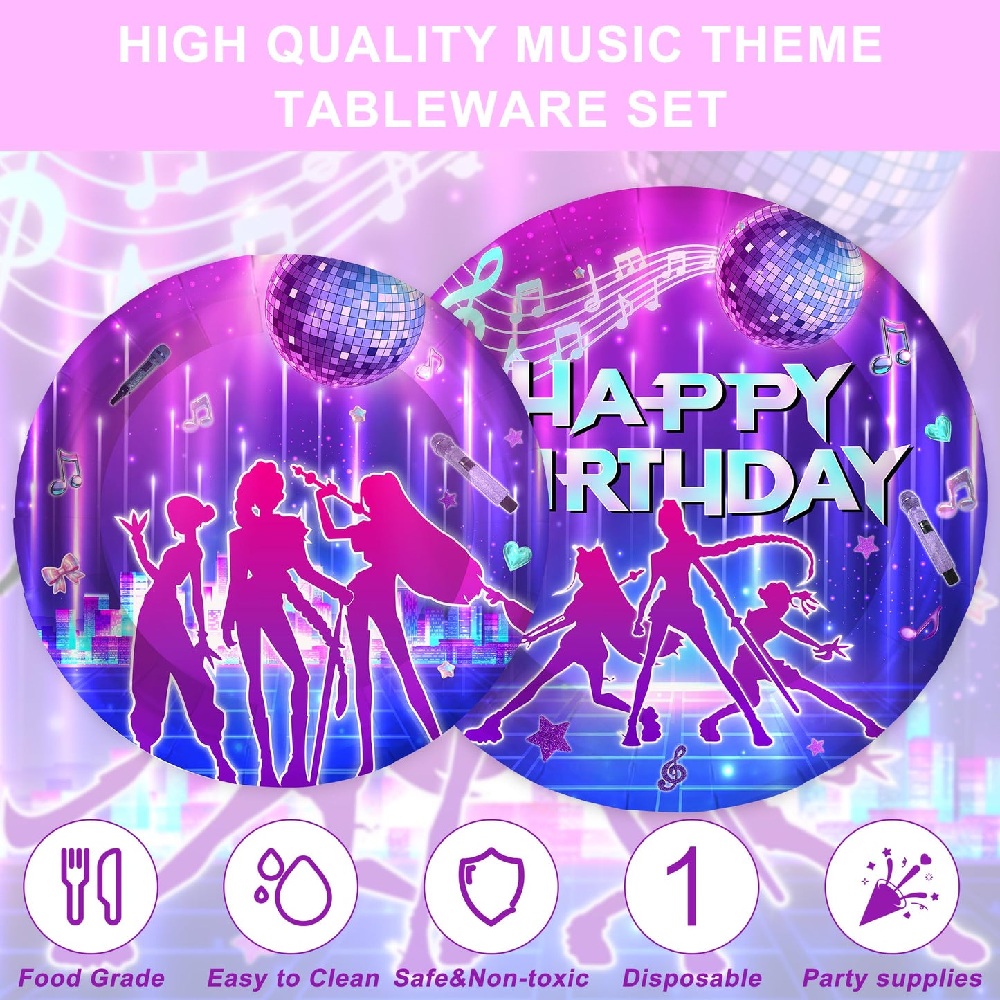 120 PCS Kpop Party Supplies Including 20 Plates 20 Paper Cups and 20