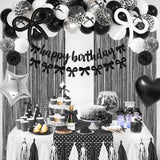 Black Bow Birthday Party Decorations, Coquette Bow Black and White