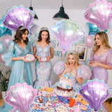 Biapian Sea Shells Balloons, Large Mermaid Shells Foil Balloon, 6 Pcs