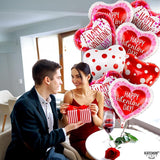 Happy Valentine's Day Balloons Set 12 Pack Red White & Pink Heart