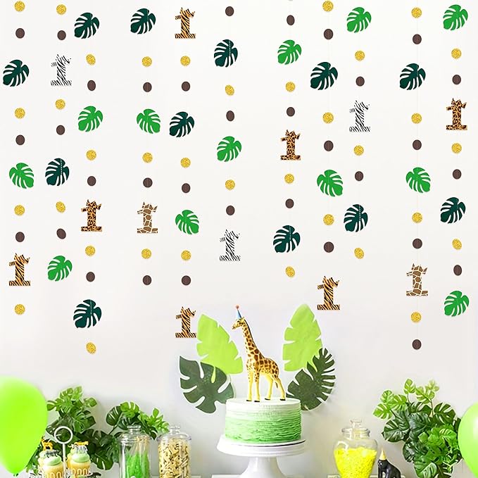 Wild One Jungle Theme Decorations Palm Leaf Dot Circle Garland