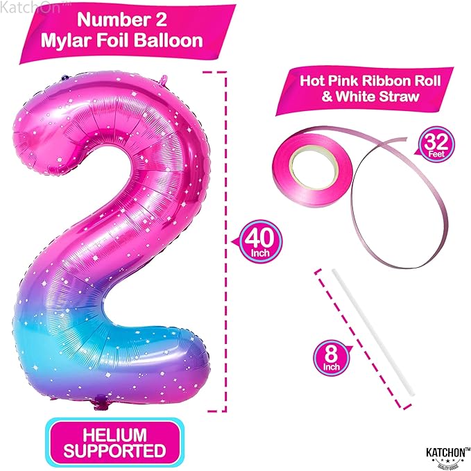 KatchOn, Giant Rainbow 2 Balloon Number - 40 Inch | Number 2 Balloons