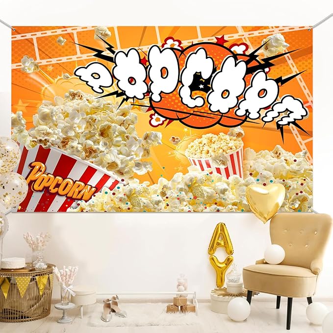 Popcorn Backdrop Movie Night Photography Background Carnival