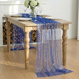 Artoid Mode Blue Gold Gauze Table Runner 59x120 Inch 10FT, Glitter