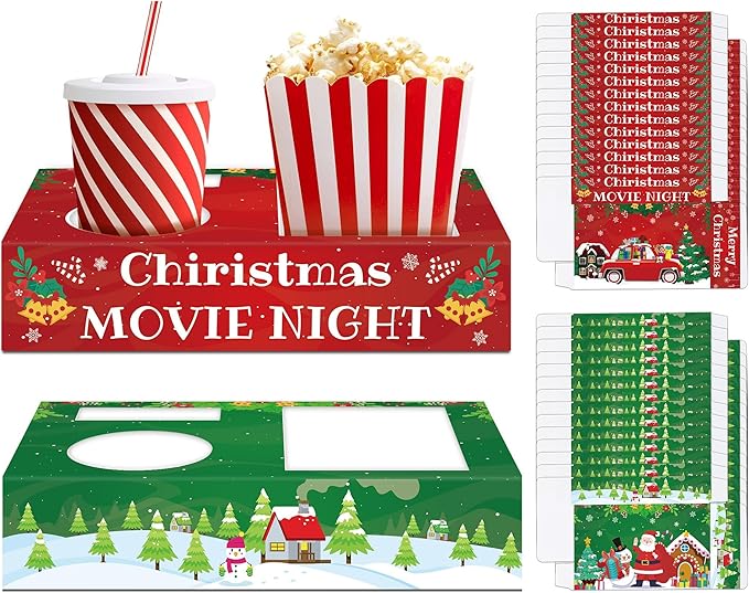32Pcs Christmas Party Supplies Movie Night Paper Snacks Boxes