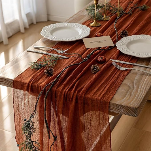 Keketoarrange Fall Thanksgiving Table Runner Terracotta Decorations