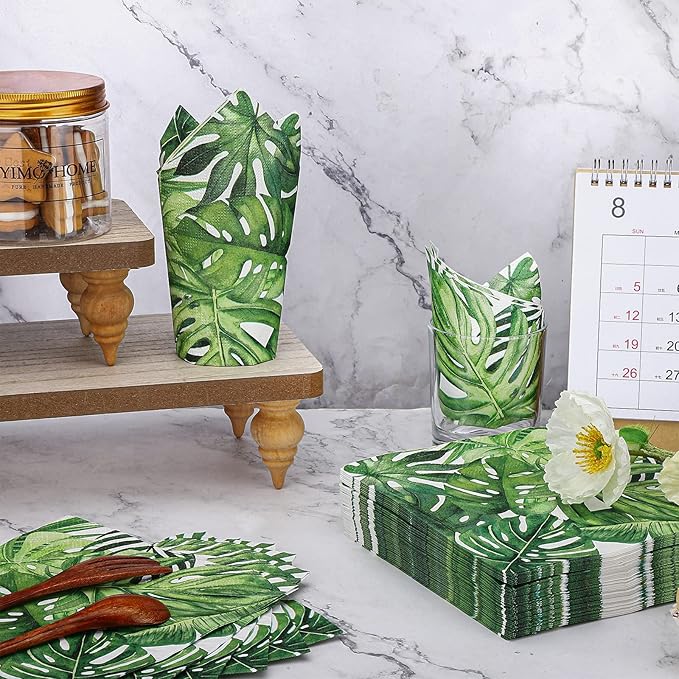 100 Pcs Tropical Palm Leaf Napkins Disposable Hawaiian Luau Aloha