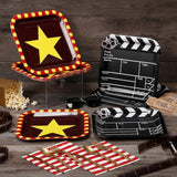 72 Pcs Movie Night Party Supplies Paper Plates Napkins Forks