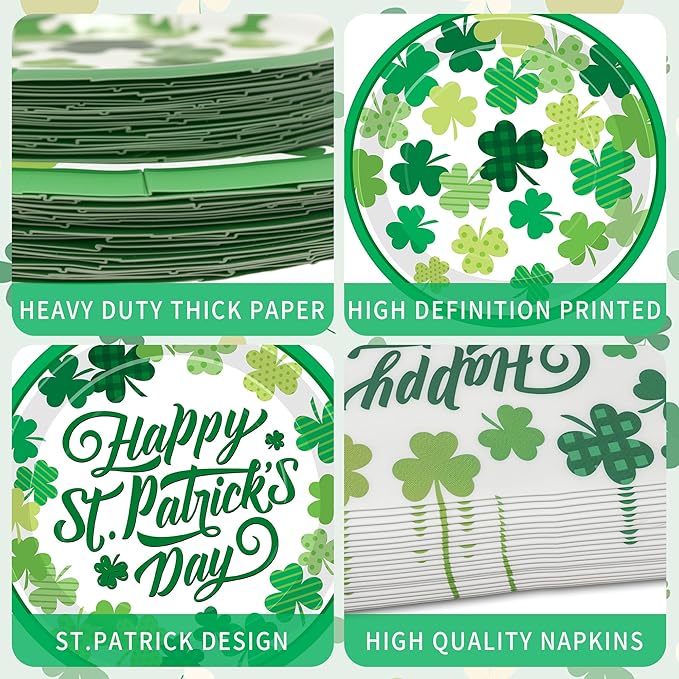 106PCS St Patrick's Day Plates and Napkins Set St Patricks Day