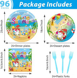 96 Pcs Hello Summer Beach Party Plates Napkins Tableware Set End of