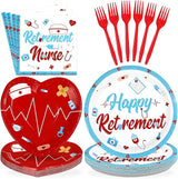 96Pcs Nurse Retirement Party Decorations Red and Blue Happy
