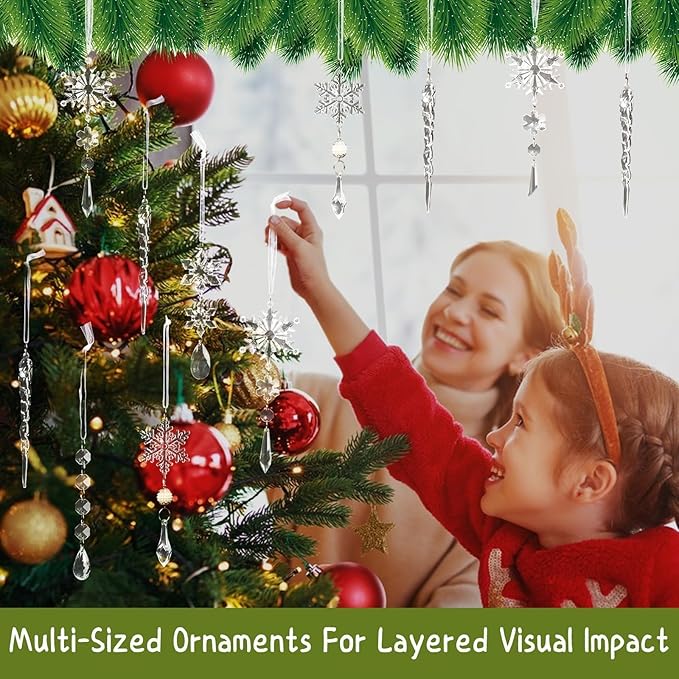 Christmas Tree Decoration Crystal Ornaments - 32pcs Acrylic Christmas