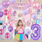 3rd Birthday Decoration for Girls,Pink Purple 3rd Birthday Balloon