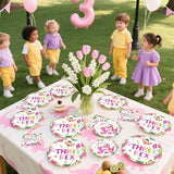 96 Pcs Pink Dinosaur Birthday Decorations for 3rd Girls Dino Theme