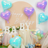 Iridescent Heart Balloons, 18Inch Transparent Heart Foil Balloons