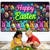 Easter Banner Polyester 43x70.86 Inches Large Easter Banner for Neon