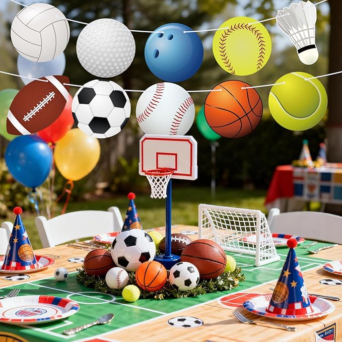 Hooqict Sports Themed Party Decorations Happy Birthday Banner