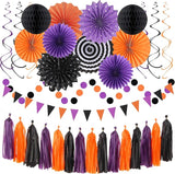 Orange Black Purple Halloween Party Decorations 33Pcs Banner