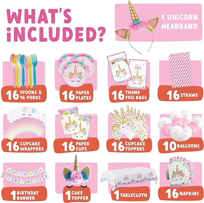 ecoZen Purple Unicorn Birthday Party Decorations Magical Horse