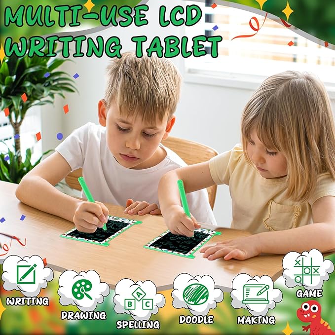 12 Pack Dinosaur Party Favors Mini LCD Writing Tablet for Kids 4.6