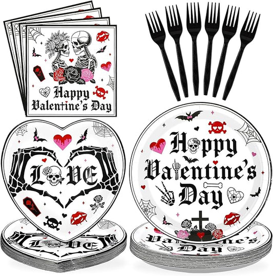 96Pcs Valentine's Day Party Supplies Romantic Gothic Heart Love