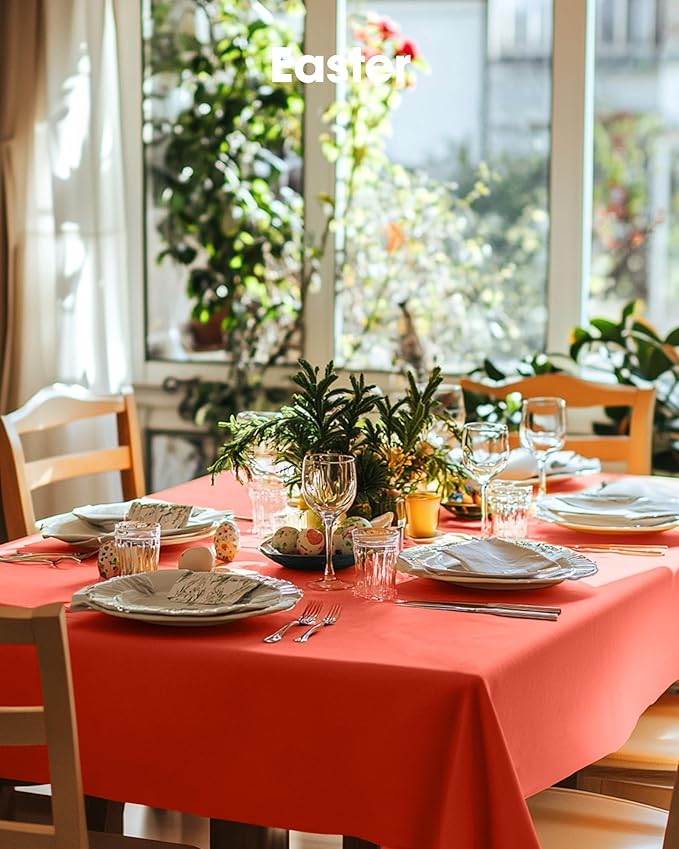 Pureegg Plastic Table Cloth Disposable 10 Pack, 54 x 108 Inch Table