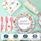 252 Pcs Wildflowers Retirement Party Tableware Set Included Plates