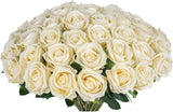 30 PCS Fake Champagne Roses, Artificial Flowers Bulk Realistic Silk