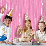 Pink Party Streamers Foil Fringe Backdrop Curtains Tinsel Streamers Bi