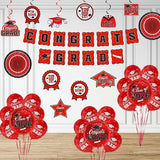 Red Themed 2026 Graduation Decorations Set Congrats Grad Banner