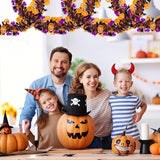 Halloween Garland Decorations 50Ft Glitter Tinsel Pumpkin Bats