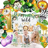 Safari 1st Birthday Decorations for Boy Wild One Backdorp Happy