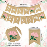 Whaline Baby in Bloom Burlap Banner with Pink Flower Rustic Bunting