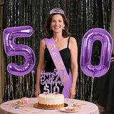 50th Birthday Decorations for Women Purple with 50th Birthday Sash