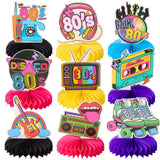 9pcs Back to the 80s Honeycomb Centerpieces for 1980s Disco Party