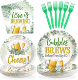 96Pcs Bubbles and Brews Bridal Shower Party Decorations Sage Green