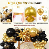 Black and Gold Balloon Garland Arch Kit for 2026 Graduation Birthday