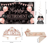 Retirement Party Decorations for Women Rose Gold Retirement Crown
