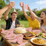 Pink and Gold Party Supplies Includes 9" Paper Plates and Napkins