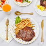 White and Gold Party Supplies, 350PCS Disposable Dinnerware Set