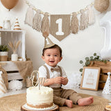1st Birthday Decorations Boys High Chair Banner With One Cake Topper