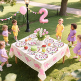 96 Pcs Pink Dinosaur Birthday Decorations for 2nd Girls Two Rex Girl
