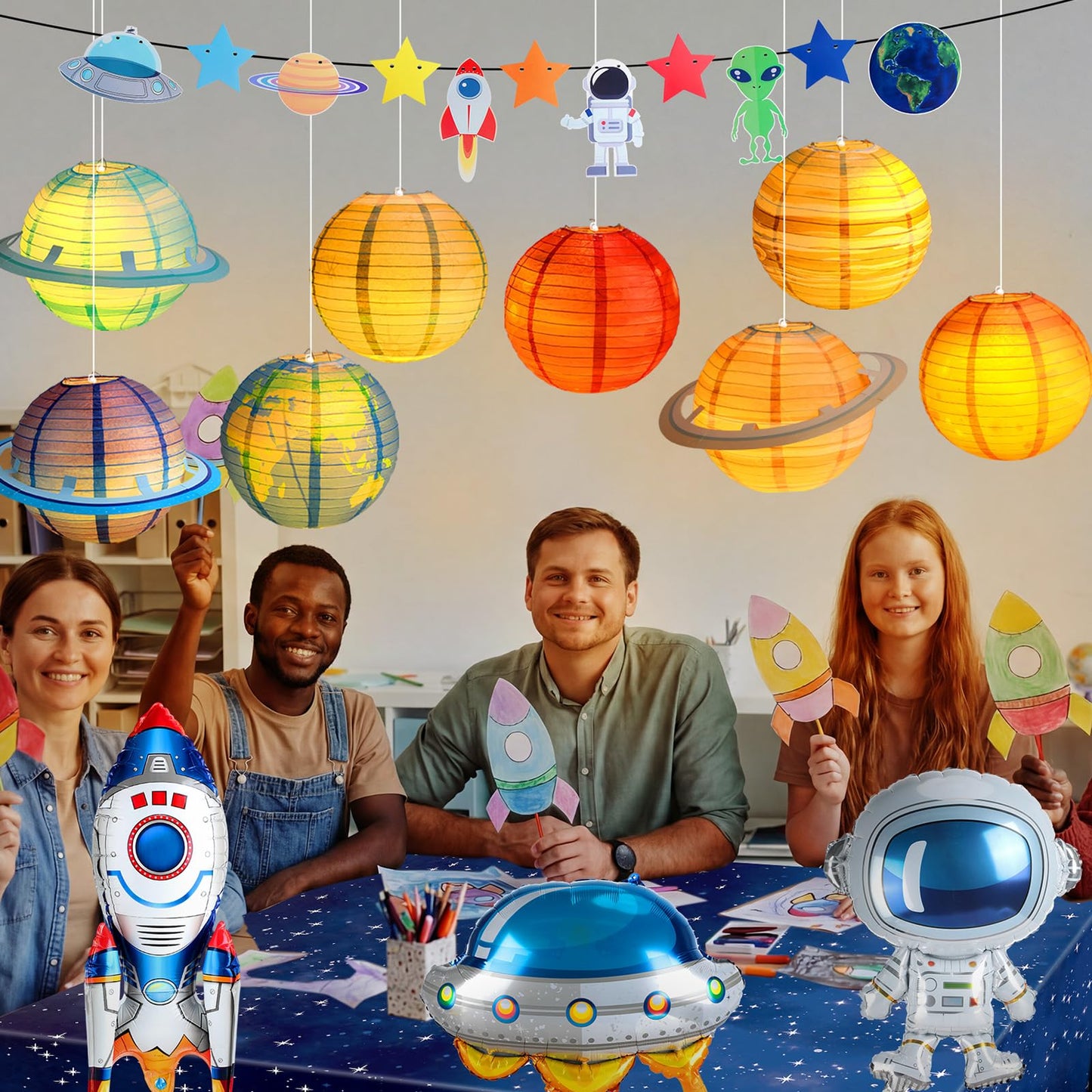 16 Pcs Outer Space Birthday Themed Party Decorations Supplies