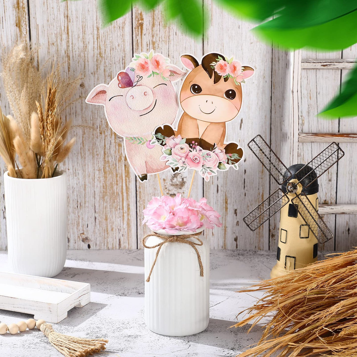 Hotop 30 Pcs Farm Animal Centerpiece Sticks Floral Animals Table