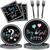 96 Pieces Gender Reveal Party Plates Boy or Girl Theme Party