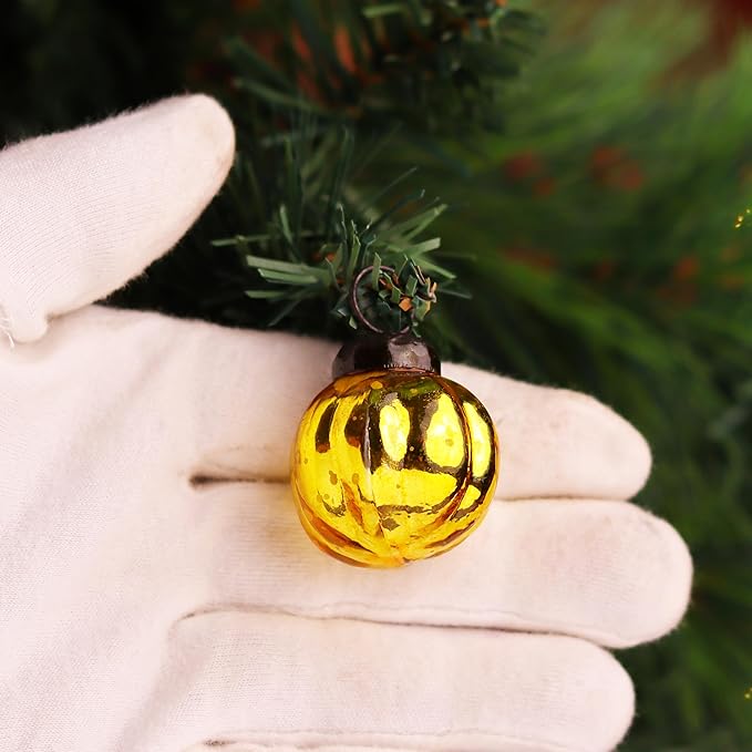Indian Shelf Gold Hanging Ornaments - 25 Premium Glass Christmas