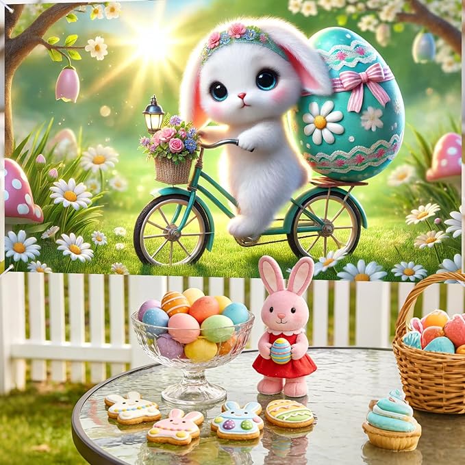 Easter Banner Polyester 43x70.86 Inches Banner Easter for Backyard