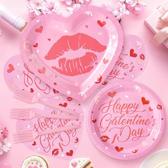 109PCS Happy Galentine's Day Party Supplies Pink Love Heart