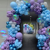 6Pcs Iridescent Foil Balloons,22Inch Clear 4D Round Holographic Ball