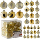 Prextex 36pc Shatterproof Christmas Ornaments Set - Gold Christmas